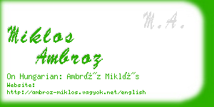 miklos ambroz business card